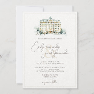 Wedding Invite - Snowy Resort in Watercolor