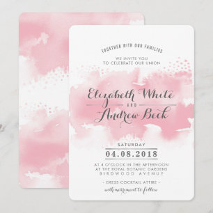 WEDDING INVITE stylish chic watercolor blush pink
