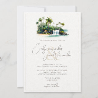 Wedding Invite - Tropical Beach in Watercolor