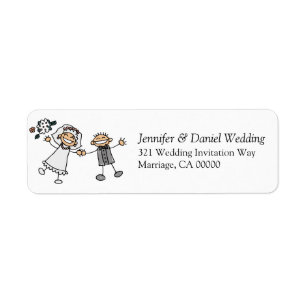 Wedding Invites Envelopes Simple Cute Bride Groom Return Address Label