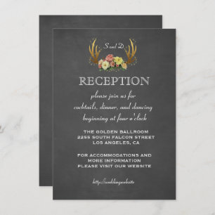 Wedding Invites   Floral Antlers Chalk RECEPTION