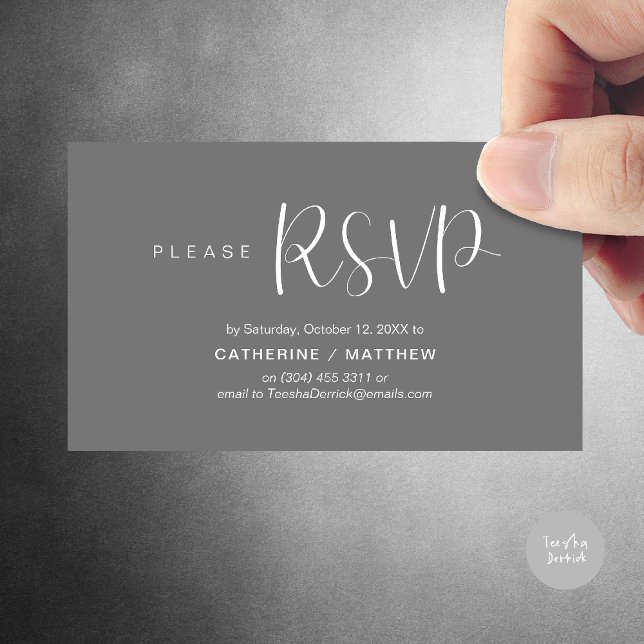 Wedding Invites RSVP Reminder, Modern Minimal (Wedding Invites RSVP Reminder enclosed card, Modern Minimal Dark Grey)