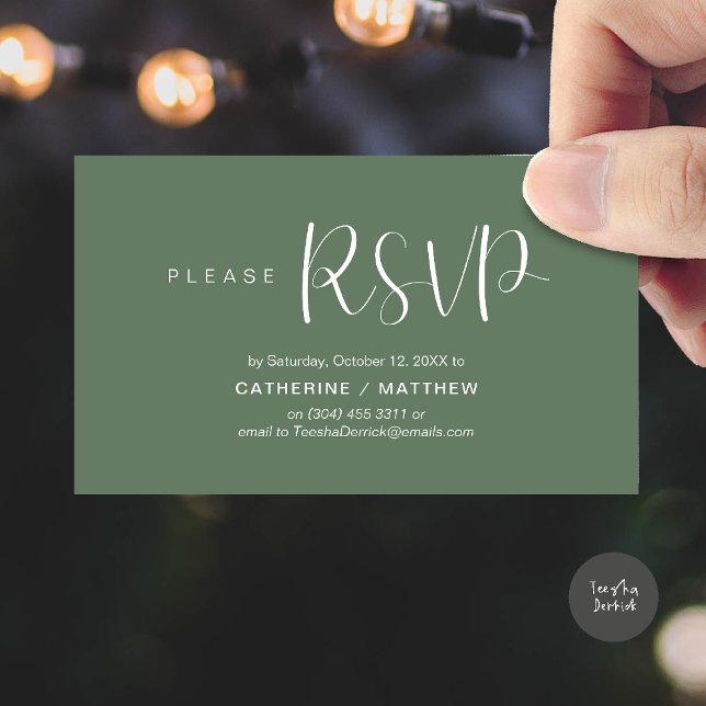 Wedding Invites RSVP Reminder, Modern Minimal (Wedding Invites RSVP Reminder enclosed card, Modern Minimal Sage Green)