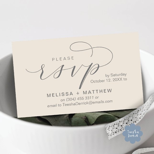 Wedding Invites RSVP Reminder Modern Minimalist (Modern Wedding Celebration Invites RSVP Reminder Enclosed Card in Aesthetic Cream Grey)