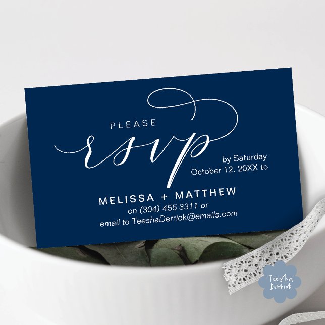 Wedding Invites RSVP Reminder Modern Minimalist (Modern Wedding Celebration Invites RSVP Reminder Enclosed Card in Aesthetic Navy Blue)