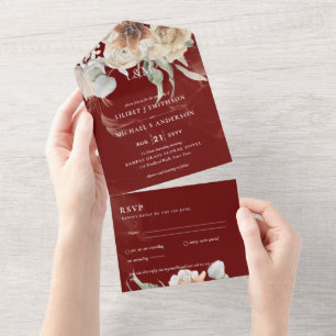 Wedding Invites with RSVP   BOHO Pampas Grass 