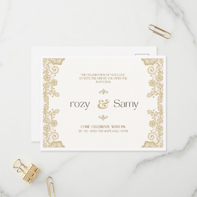 wedding invition invitation postcard (Front/Back In Situ)