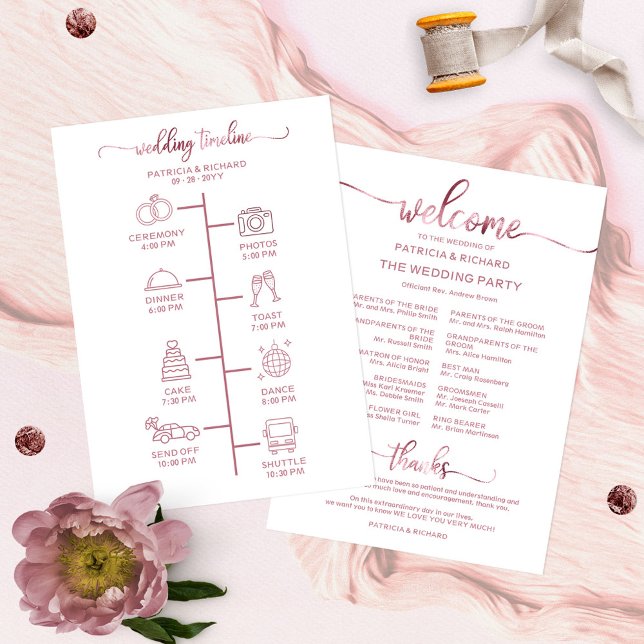 Wedding Itinerary Icon Chic Script Wedding Program (Creator Uploaded)
