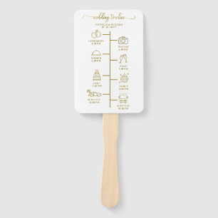 Wedding Itinerary Icon Chic Script Wedding Program Hand Fan
