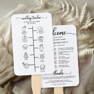 Wedding Itinerary Icon Chic Script Wedding Program Hand Fan