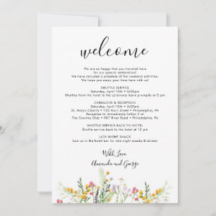 Wedding Itinerary Welcome Bag Letter Wildflowers Holiday Card