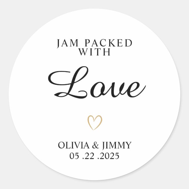 Wedding Jam labels | Packed with Love Jam Labels  (Front)