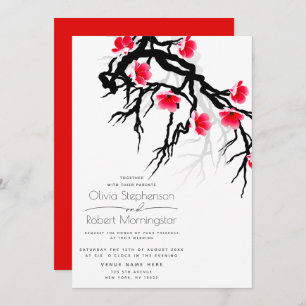 Wedding Japanese Blossom Branch Floral Invitation