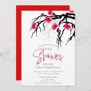 Wedding Japanese Blossom Branch Floral Invitation