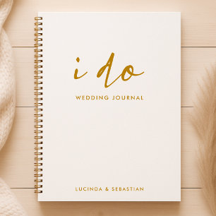 Wedding Journal Modern Minimal Gold and White