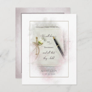 wedding journal with fountain pen and daisy invitation