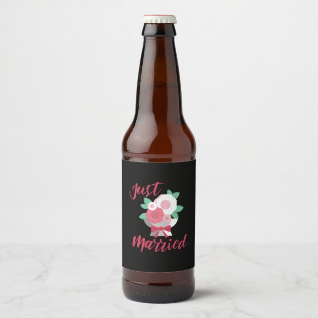 Wedding Just Married Beer Bottle Label (Front)