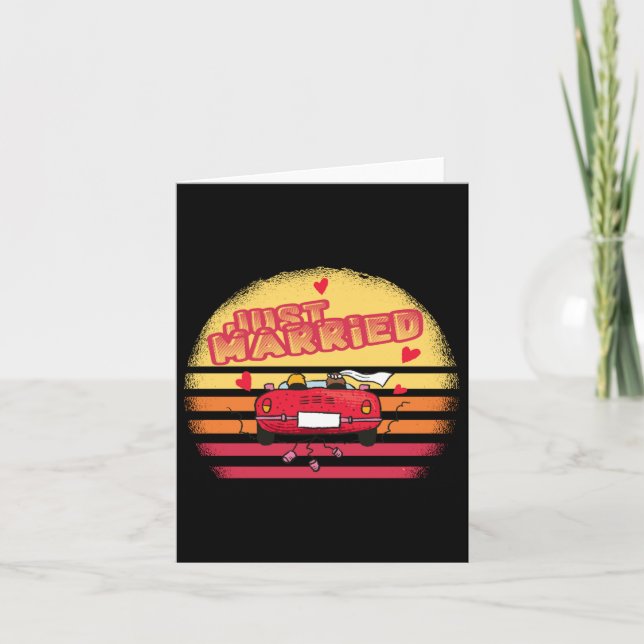 Wedding Just Married Bride Groom Married Long Slee Card (Front)