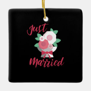 Wedding Just Married Ceramic Ornament
