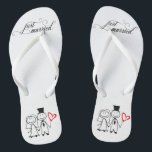 Wedding Just Married Couple Thongs<br><div class="desc">This design was created through digital art. It may be personalised by clicking the customise button and changing the colour, adding a name, initials or your favourite words. Contact me at colorflowcreations@gmail.com if you with to have this design on another product. Purchase my original abstract acrylic painting for sale at...</div>