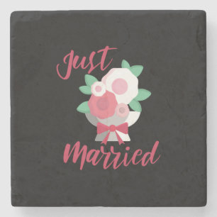 Wedding Just Married Stone Coaster