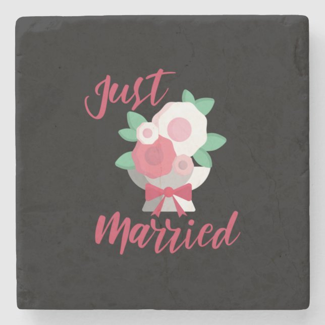 Wedding Just Married Stone Coaster (Front)