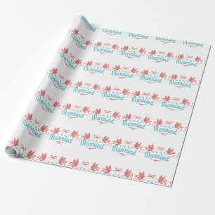 Wedding Just Married Two Birds Colourful Gift Idea Wrapping Paper