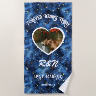 Wedding Keepsake Custom Photo Text  Beach Towel