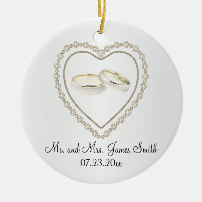 Wedding Keepsake for the Bride and Groom Ceramic Ornament (Front)