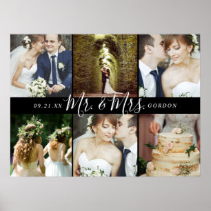 Wedding Keepsake Mr. and Mrs. 6 Photo Collage Poster