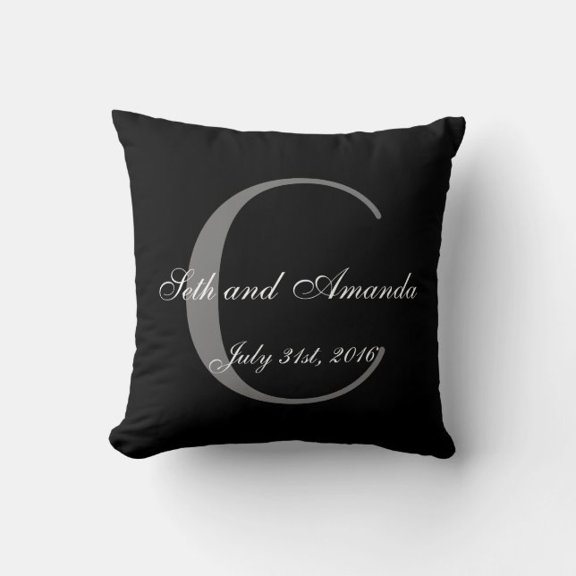 Wedding Keepsake Personalised Monogram Cushion (Front)