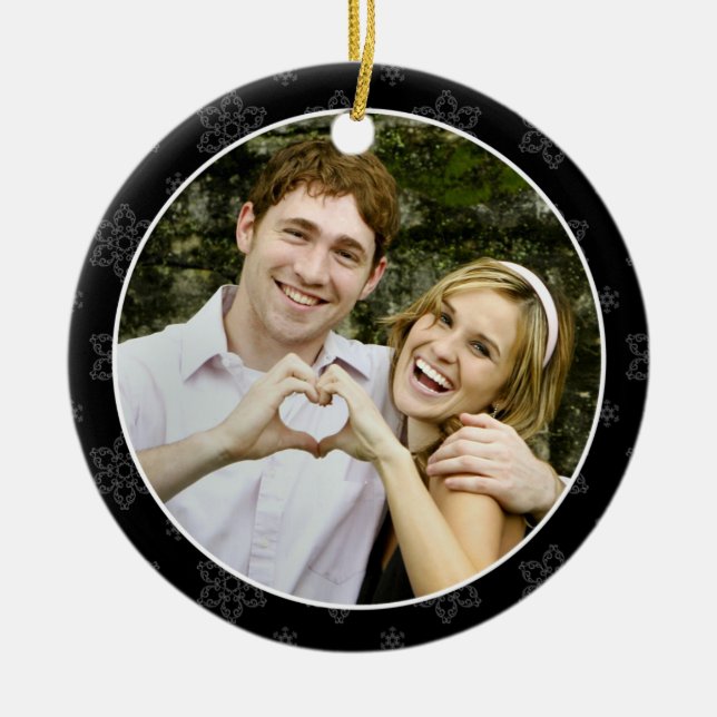 Wedding Keepsake Photo Ornament in B&W (Front)