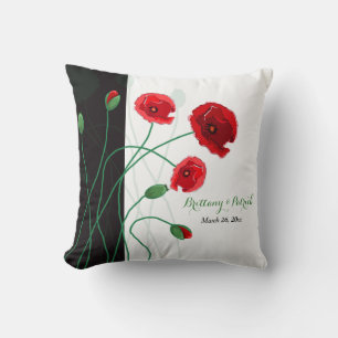 Wedding Keepsake Throw Pillow Red Poppies