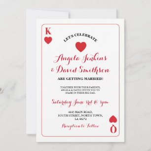 Wedding King Queen Hearts Playing Card Ace Invite