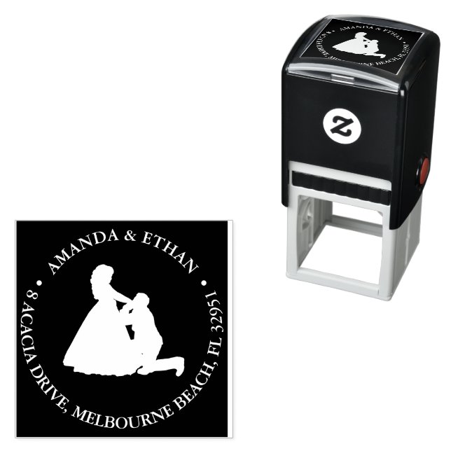 Wedding kneeling man white theme self-inking stamp (In Situ)