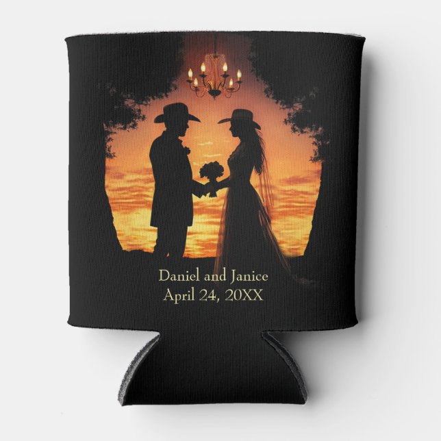 Wedding Koozie Name and Date Country  (Front)