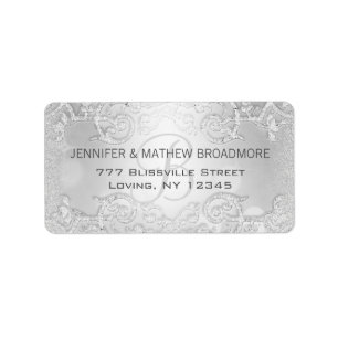Wedding Label Silver Elegant Monogram