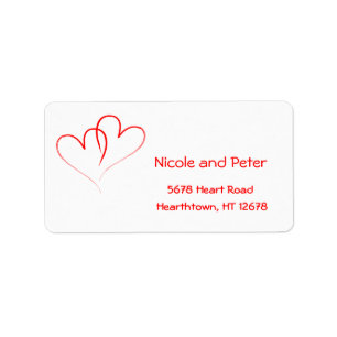 Wedding Label - Two Red Hearts