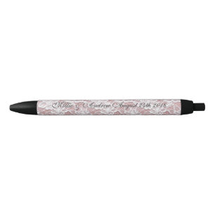 wedding lace ink pen memento gift pink black