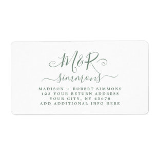 Wedding Large Monogram Script Return Address