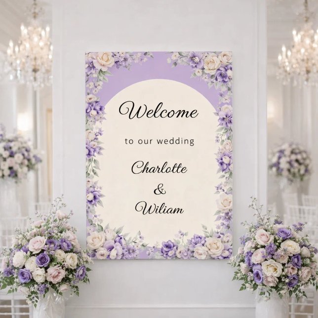 Wedding lavender champagne cream welcome poster (Creator Uploaded)