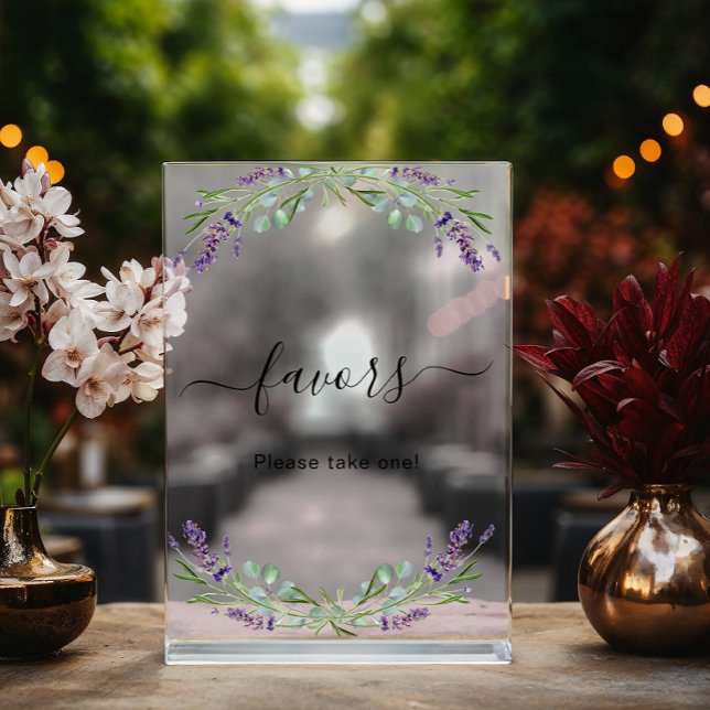 Wedding lavender eucalyptus greenery favour acrylic sign (Creator Uploaded)