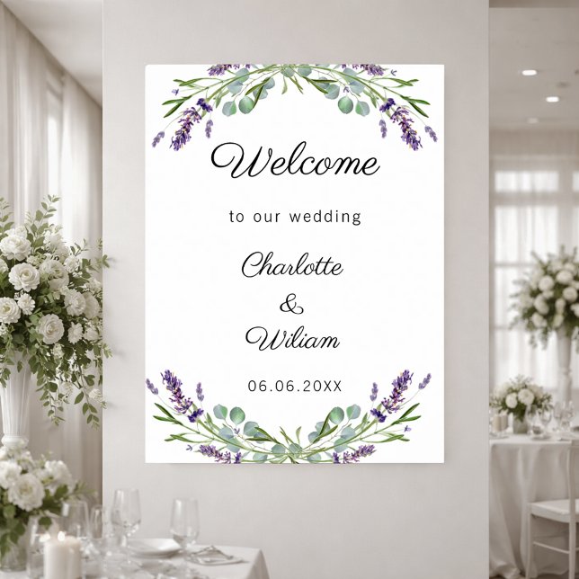 Wedding lavender eucalyptus greenery welcome poster (Creator Uploaded)