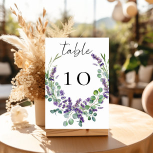 Wedding lavender florals eucalyptus greenery table number