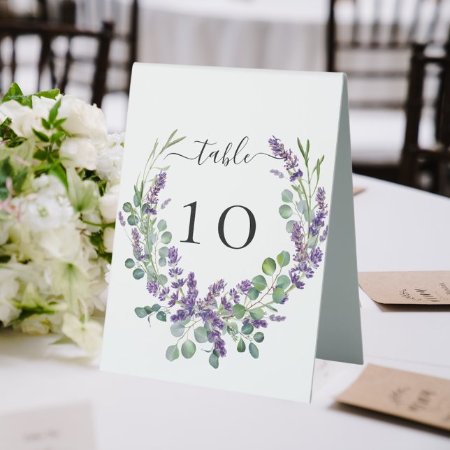 Wedding lavender florals eucalyptus table card (Creator Uploaded)