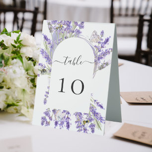 Wedding lavender florals violet table number