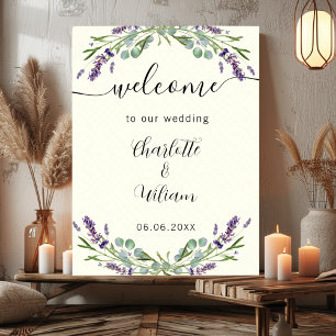 Wedding lavender ivory eucalyptus welcome poster