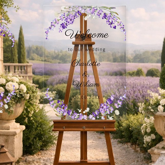 Wedding lavender watercolored welcome acrylic sign (Creator Uploaded)