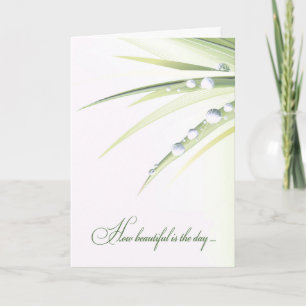 wedding leaf with water droplets card