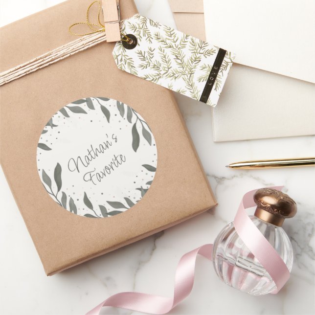 Wedding Leaves Inspirivity Groom Favourite Simple Classic Round Sticker (Gifting)